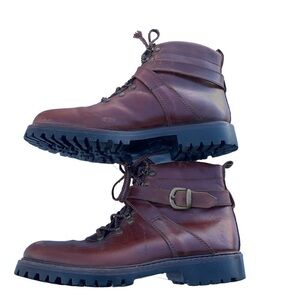 Men’s Brown Leather Boots Paragon Bologna Size 9.5 Buckle Strap